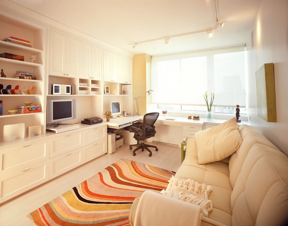 Ligne Roset Nyc for a Contemporary Home Office with a Beige Sofa and Upper East Side   Totally Tailored Urban Oasis by Celia Berliner Design, Llc