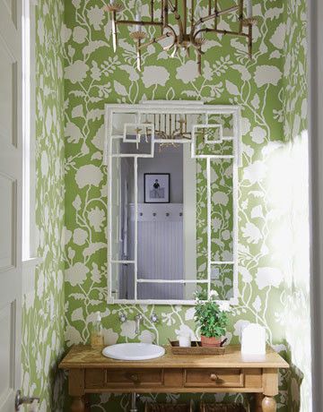 Lilly Pulitzer Wallpaper for a Traditional Bathroom with a Traditional and Powder Rooms by Delishhh Blog