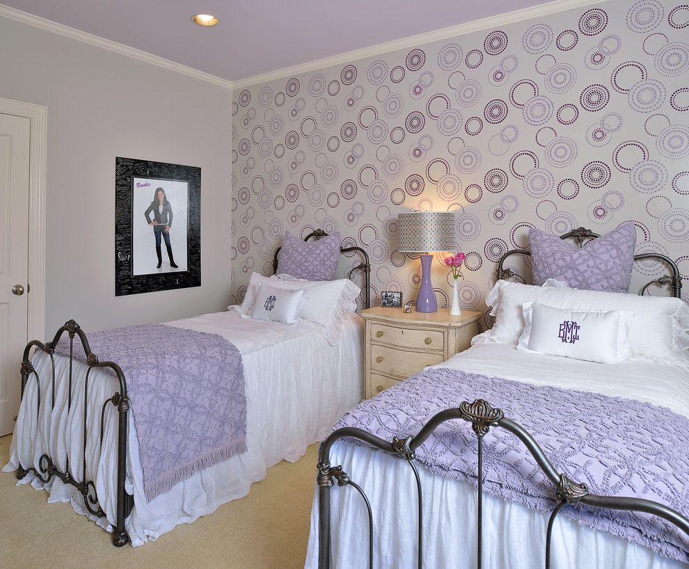 Lilly Pulitzer Wallpaper for a Traditional Kids with a Purple Bedding and Teen Bedrooms by Laura Manchee Designs