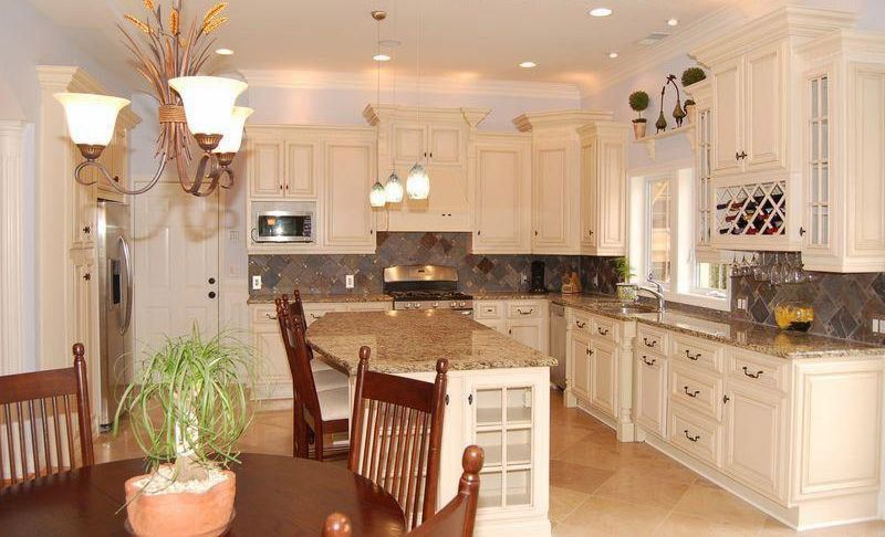 Lily Ann Cabinets for a Traditional Spaces with a Antique White Cabinets with White Applia and Antique White Kitchen Cabinets Home Design by Lily Ann Cabinets