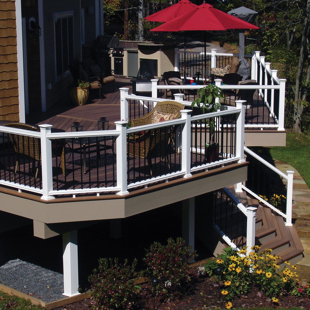 Linoleum vs Vinyl for a  Deck with a Red Umbrella and Fiberon by Fiberon Decking