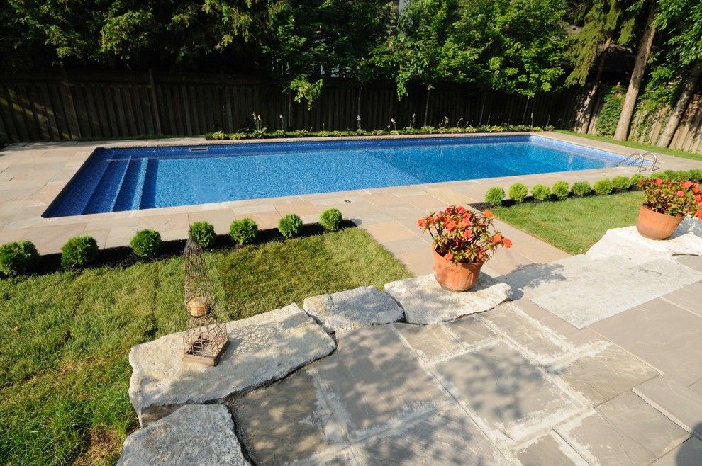 Linoleum vs Vinyl for a Traditional Pool with a Rectangular Pool and Custom Vinyl Lined Pools by Gib San Pools Ltd.