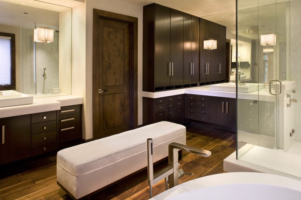 Lockwood Flooring for a Modern Bathroom with a Modern and Master Bath by Paxton Lockwood