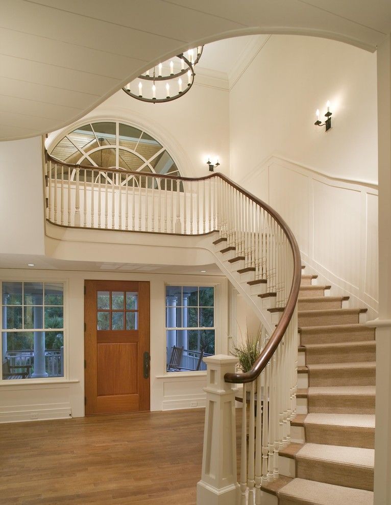 Loewen Windows for a Traditional Entry with a Tiered Chandelier and Entry Foyer by Christopher a Rose Aia, Asid