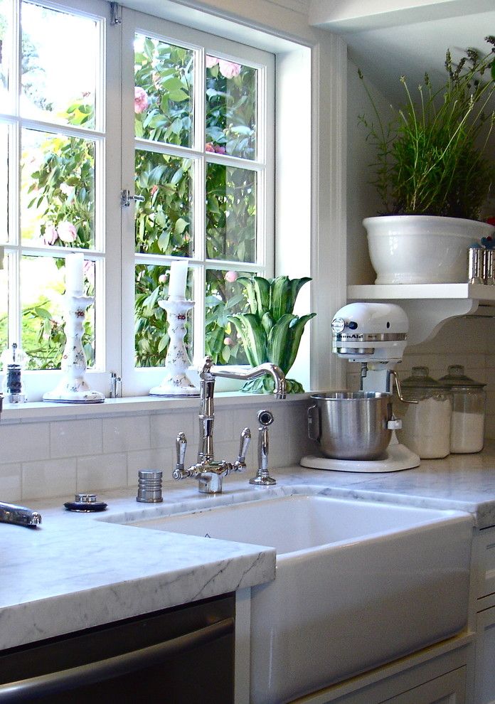 Loewen Windows for a Traditional Kitchen with a Kitchen Mixer and Downtown Mill Valley by Patti Ogden Design