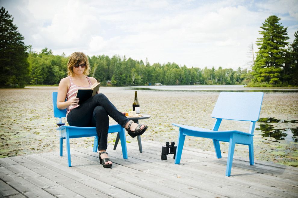 Loll Designs for a Modern Patio with a Mississauga Patio Furniture and Enviro Wood Modern Furniture   Lago Chair with Satellite End Table by Hauser Stores