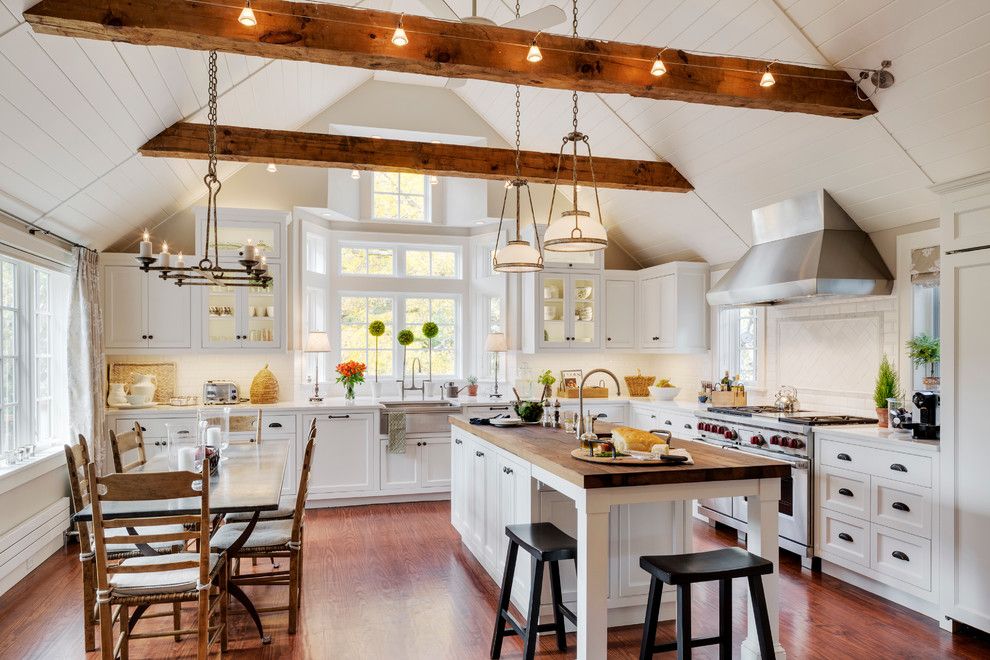 Longleaf Lumber for a Traditional Kitchen with a Stainless Steel Apron Sink and Custom Kitchen and Family Room Remodel, Sudbury, Ma by Platt Builders