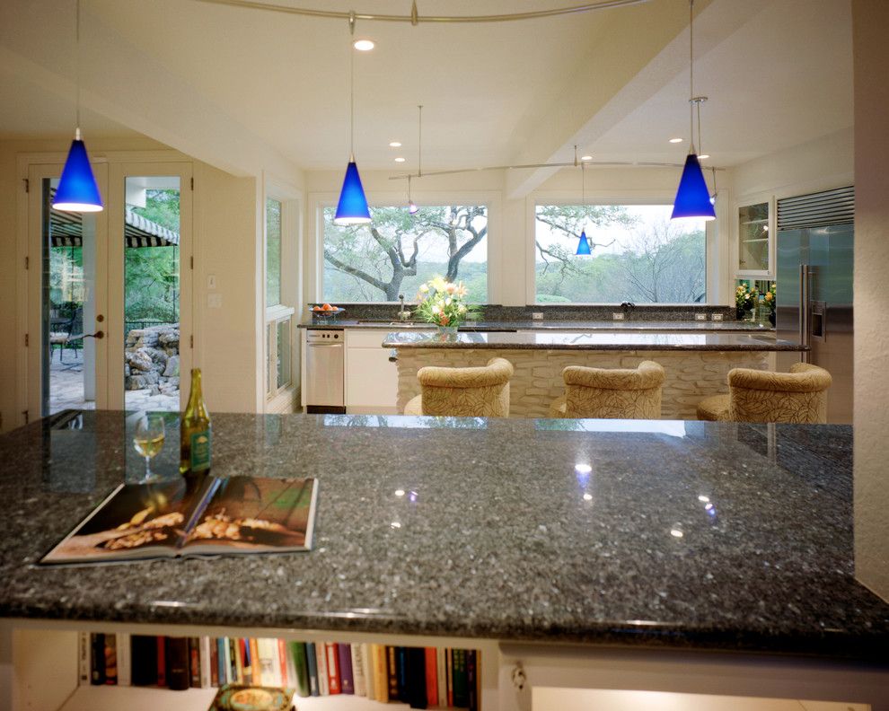 Lotts Furniture for a Transitional Kitchen with a Lueders Limestone and Remodel Westlake Hills by Katheryn Lott Architects