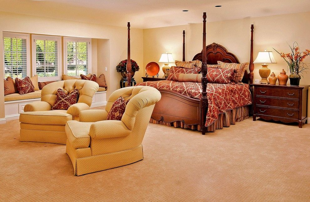 Low Pile Carpet for a Traditional Bedroom with a Throw Pillows and Debra Campbell Design by Debra Campbell Design