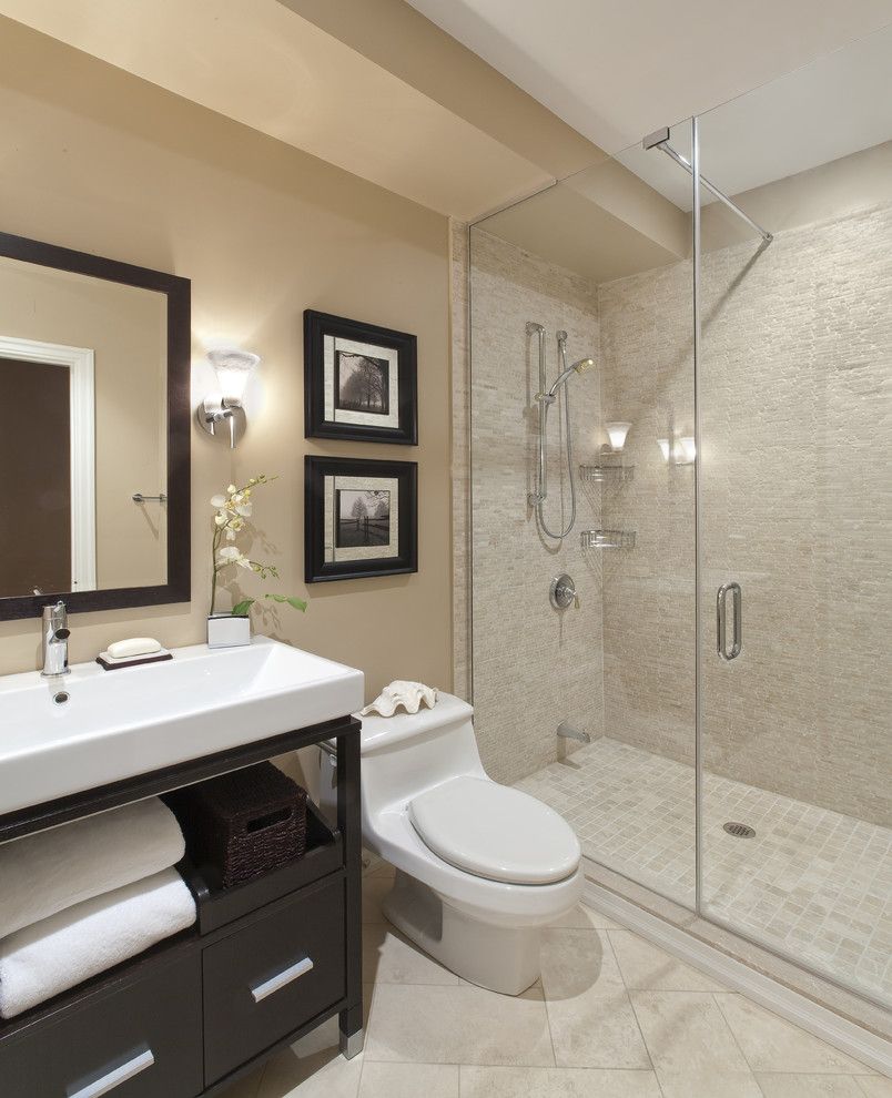 Lowes Abilene Tx for a Contemporary Bathroom with a Above Counter Sink and Port Credit Townhome by Avalon Interiors