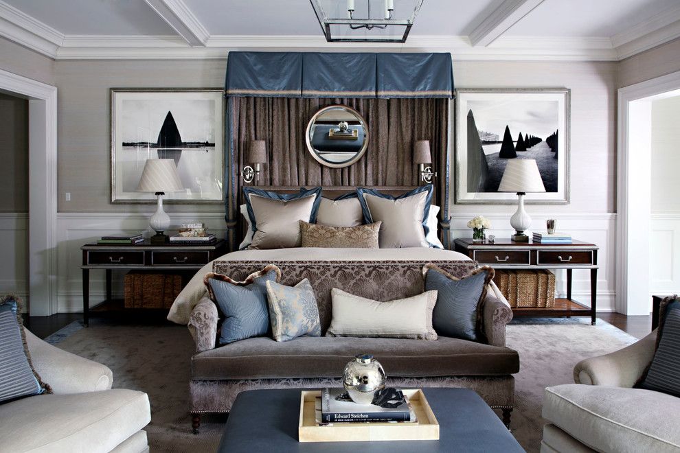 Lowes Bloomfield Ct for a Traditional Bedroom with a Round Mirror and Greenwich, Ct, Home Iv by S. B. Long Interiors