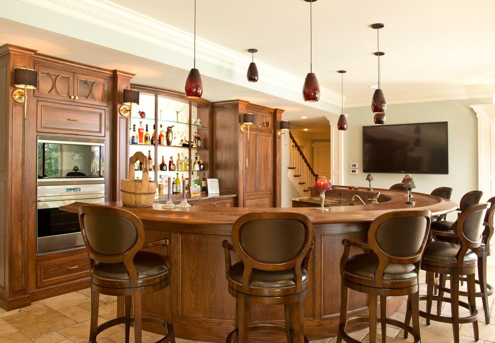 Lowes Columbus Ga for a Traditional Home Bar with a Stone Floor and Curved Family Room Bar by Terri Slee Interiors