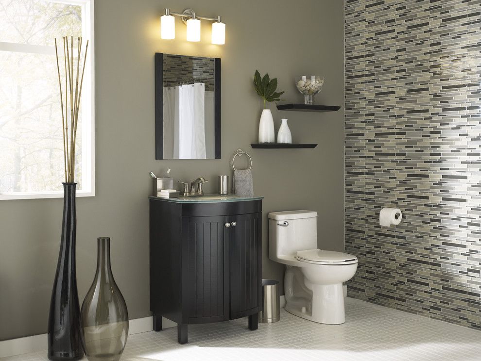 Lowes Holmdel Nj for a Modern Bathroom with a Black Vanity and Fashonably Functional Small Bath by Lowe's Home Improvement
