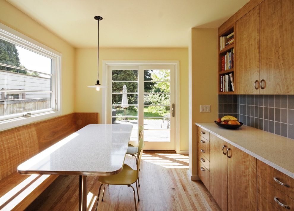 Lowes Howell Nj for a Transitional Kitchen with a Dark Blue Backsplash and Wilshire Kitchen, Portland (Photo: Matt Niebuhr) by Howells Architecture + Design, Llc