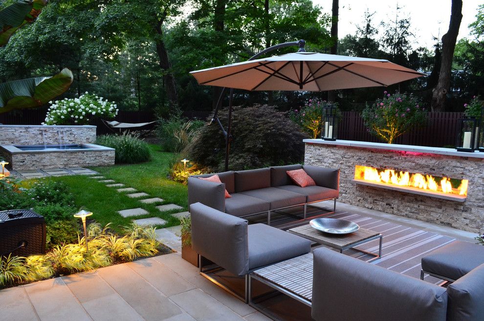 Lowes Howell Nj for a Transitional Landscape with a Outdoor Cushions and Modern Outdoor Fireplace Designs & Landscape Design Nj by Cipriano Landscape Design & Custom Swimming Pools