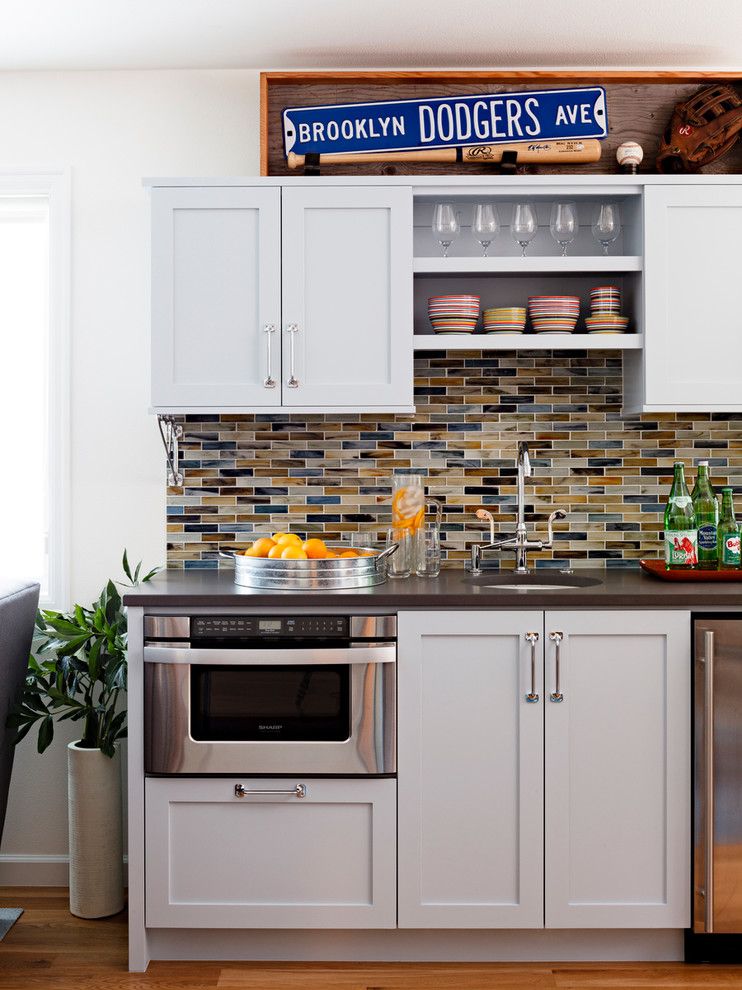 Lowes Portland Maine for a Contemporary Basement with a Colorful Kitchenette and Industrial Chic Basement by Mosaik Design & Remodeling