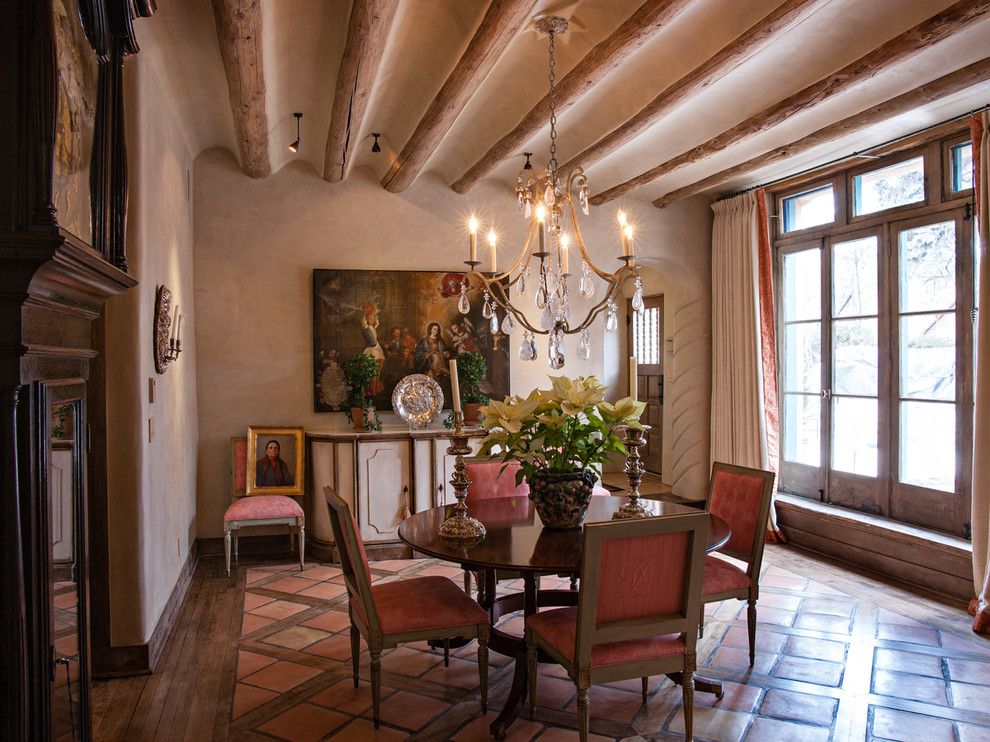 Lowes Santa Fe for a Mediterranean Dining Room with a Mediterranean Floor and Santa Fe Historical Remodel by K. M. Skelly, Inc