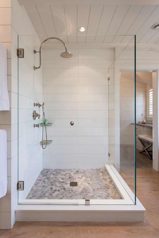 Lowes Scottsdale for a Beach Style Bathroom with a Corner Shower and Cliff Road Area   Nantucket by Jonathan Raith Inc.