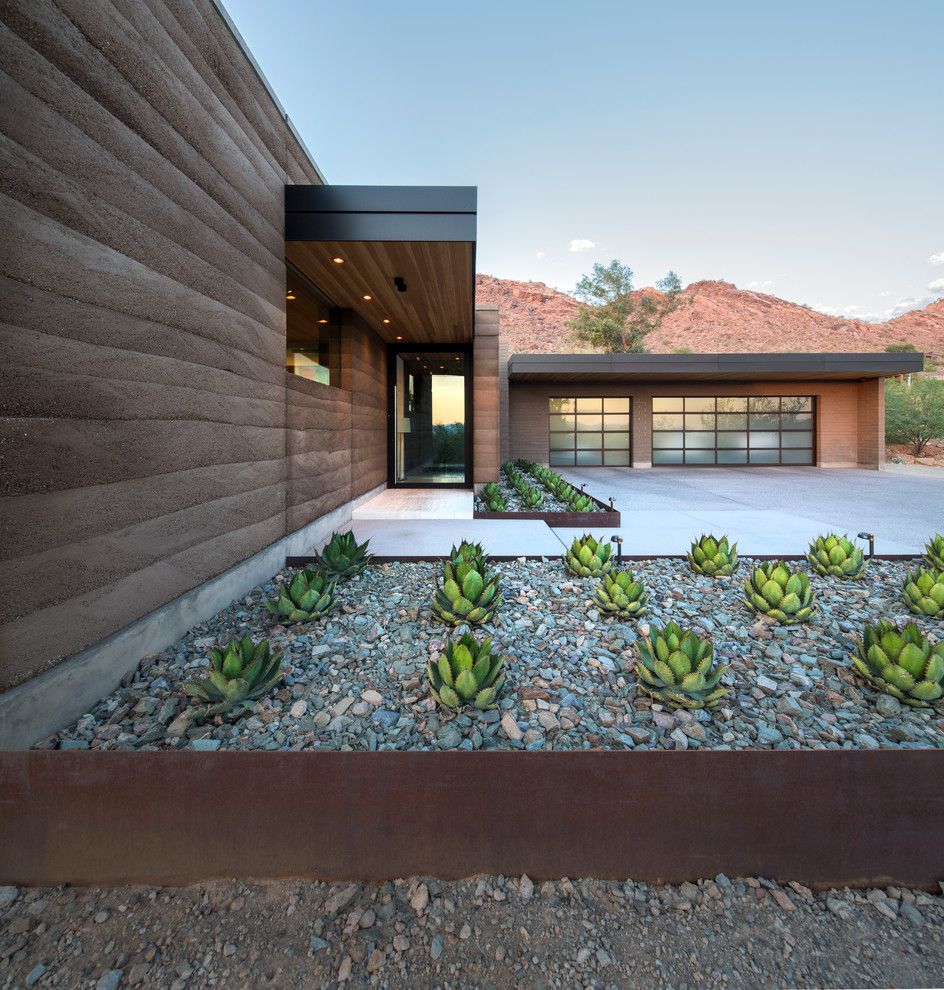 Lowes Scottsdale for a Contemporary Entry with a Brown Exterior and Rammed Earth Modern by Kendle Design Collaborative