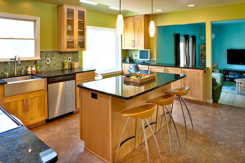 Lowes State College Pa for a Transitional Kitchen with a Cork Floor and Soft Modern Green Kitchen Remodel by Studio26 Homes