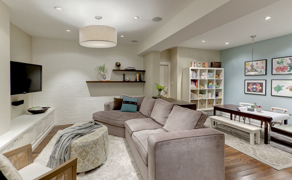 Lowes Stockton Ca for a Traditional Basement with a Neutral Colors and Basement Family Room by Leslie Goodwin Photography