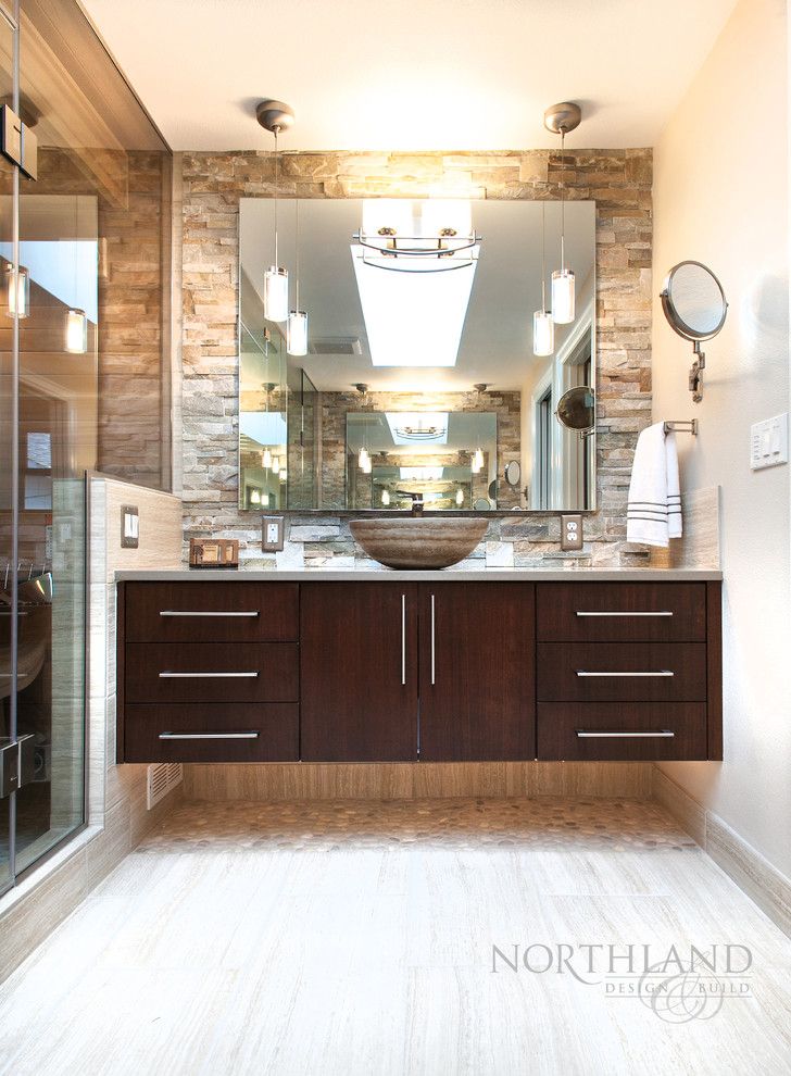 Lowes Tigard for a Contemporary Bathroom with a Pebble Tile and Tigard Treehouse   Sauna Oasis by Northland Design & Build