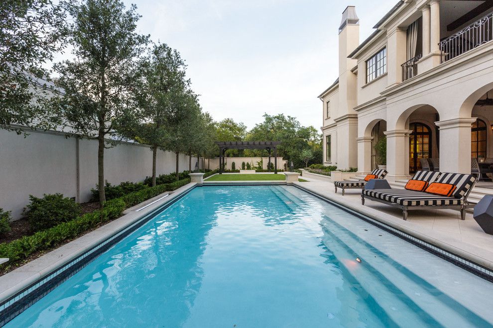 Lowes Tigard for a Mediterranean Pool with a Black and White Stripes and Lexington   Highland Park, Texas by Bob Thompson Homes