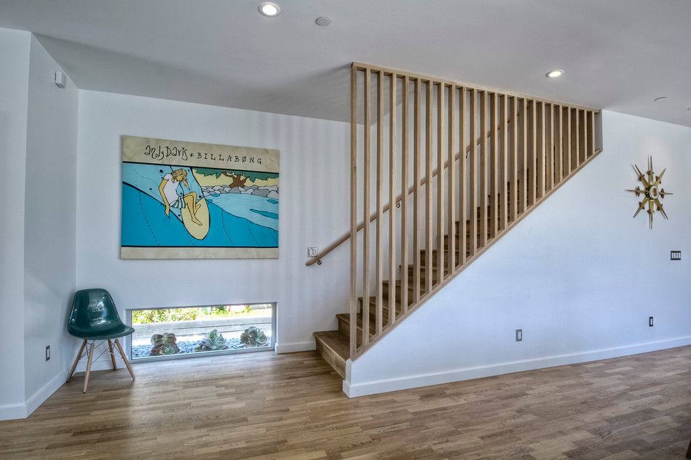 Lowes Tool Rental for a Midcentury Staircase with a Low Window and Mellow Yellow House by Surfside Projects Llc