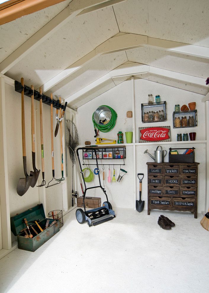 Lowes Tool Rental for a Traditional Shed with a Vintage Coke Sign and Storage Shed Interior Design Ideas by Backyard Buildings