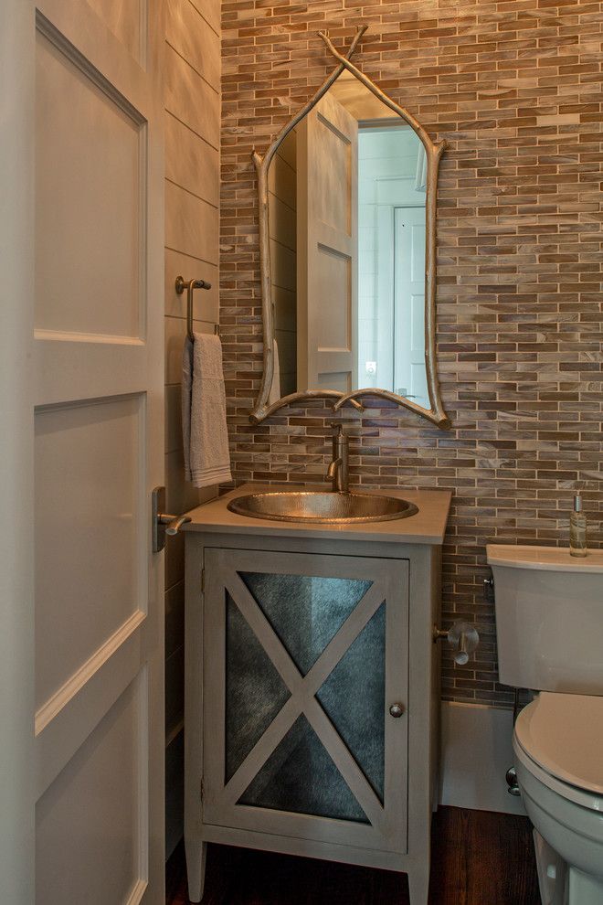 Lunada Bay Tile for a Eclectic Powder Room with a Eclectic and Holley Residence by Geoff Chick & Associates