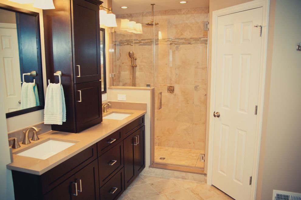 Lynden Door for a Traditional Bathroom with a Modern and World Slate Porcelain   Bath by Best Tile