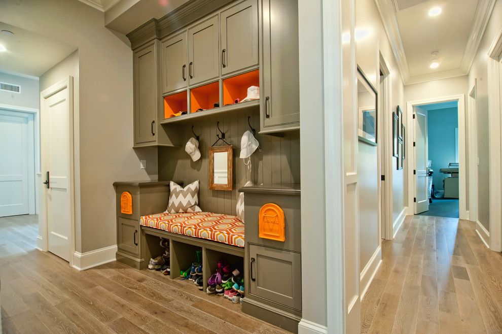 Mailboxes Near Me for a Traditional Hall with a Orange Patterned Cushion and Brentwood Traditional 1 by P2 Design