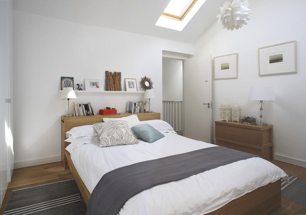 Malm Bed Frame for a Contemporary Bedroom with a Sloped Ceiling and Portobello Residence, Dublin by Optimise Design