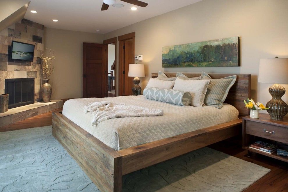 Malm Bed Frame for a Contemporary Bedroom with a Table Lamp and Living Stone Construction, Inc. by Living Stone Construction, Inc.