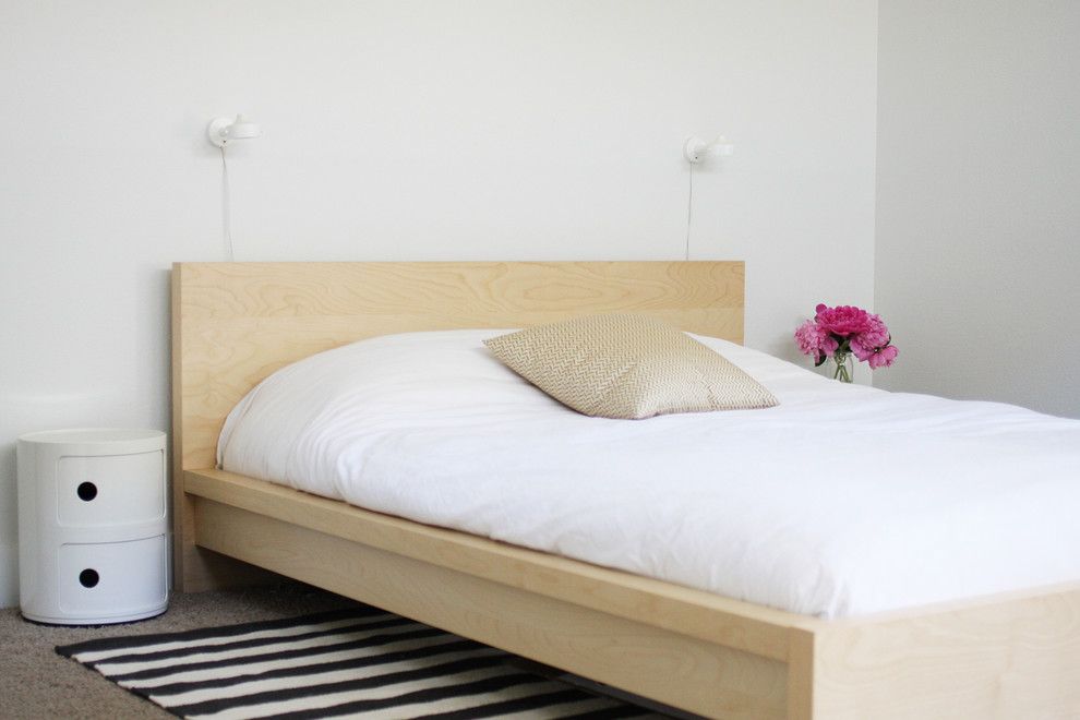 Malm Bed Frame for a Scandinavian Bedroom with a Nightstand and My House by Jennifer Hagler