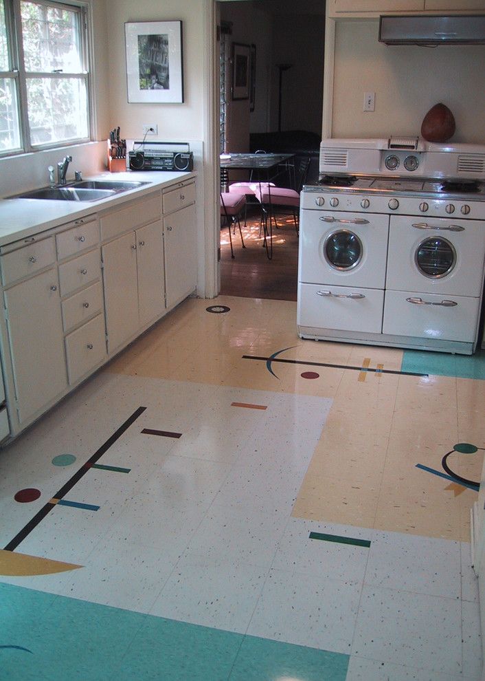 Mannington Commercial for a Midcentury Kitchen with a Armstrong Flooring and My Friend's Floor by Crogan Inlay Floors