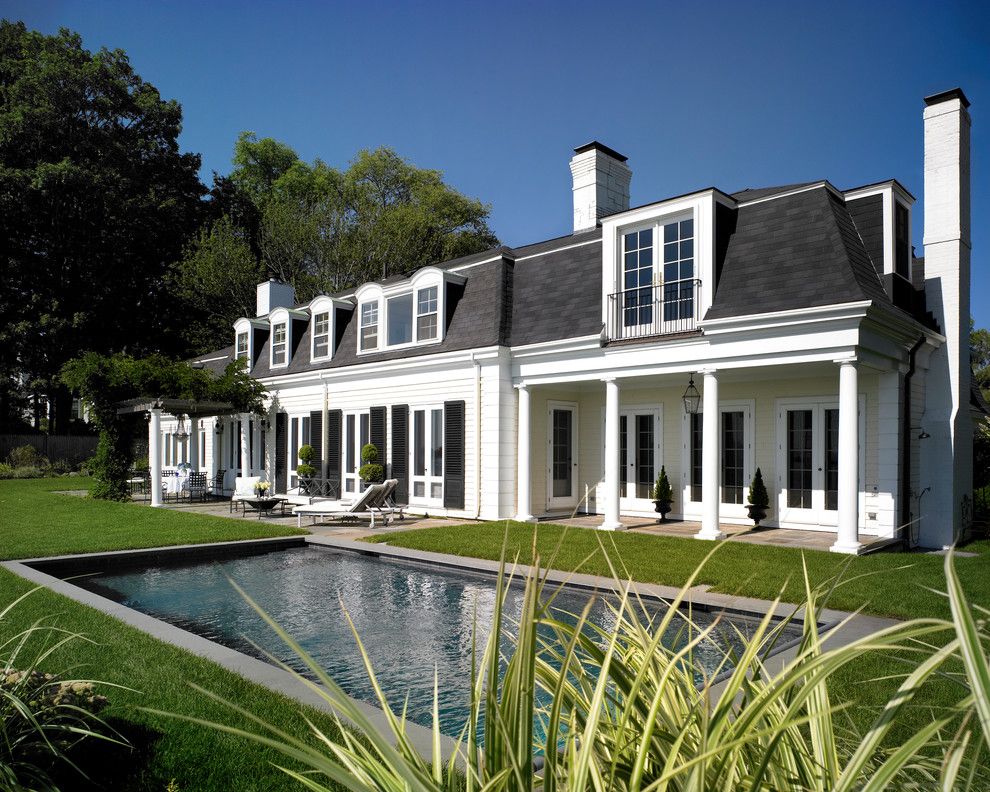 Mansard Roof for a Traditional Exterior with a Classical Porch and Oceanside Oasis by John P. Margolis, Aia