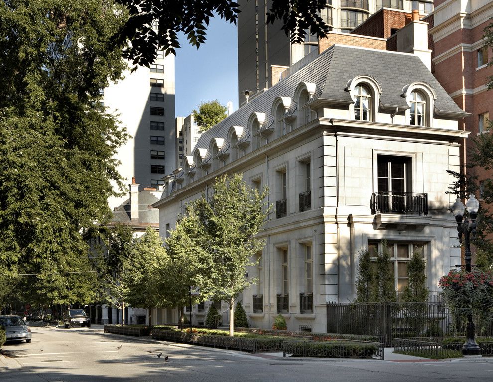 Mansard Roof for a Traditional Exterior with a Slate Roof and French Townhome   Chicago Gold Coast by Bgd&c Corp