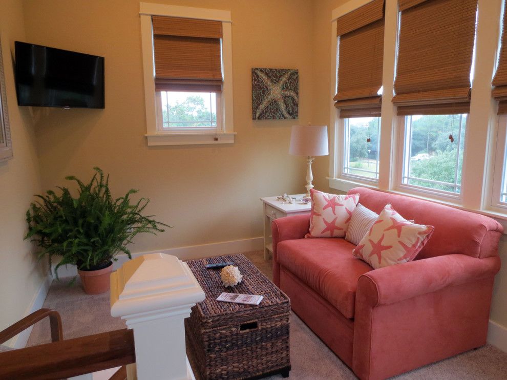 Manteo Furniture for a Beach Style Family Room with a Twin Sleeper and the Barker's Getaway by Obx Interiors