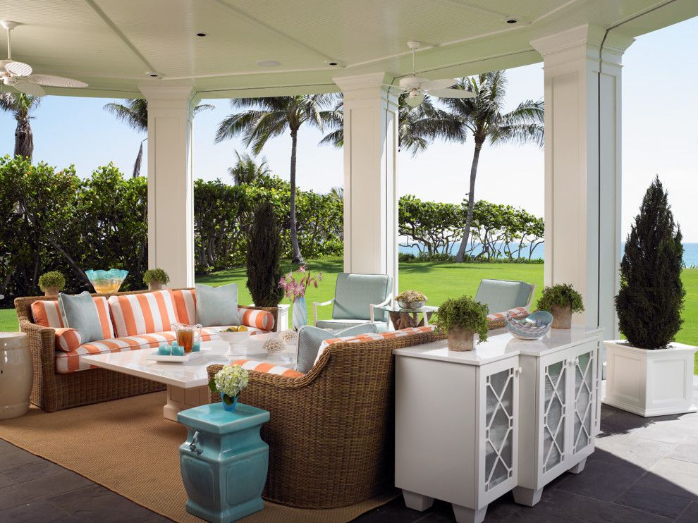 Manteo Furniture for a Tropical Patio with a Shore and Palm Beach Estate by Zabala Erickson, Llc