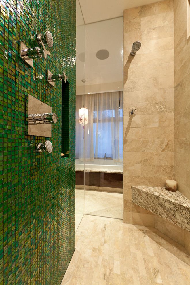 Mapei Grout Colors for a Contemporary Bathroom with a Walk in Shower and the Bauhaus Bathrooms by Habitat Studio