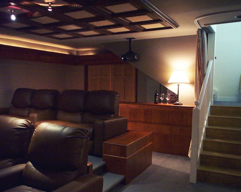 Maple Grove Theater for a Transitional Home Theater with a Home Theater and Maple Drive by Innovative Theatres