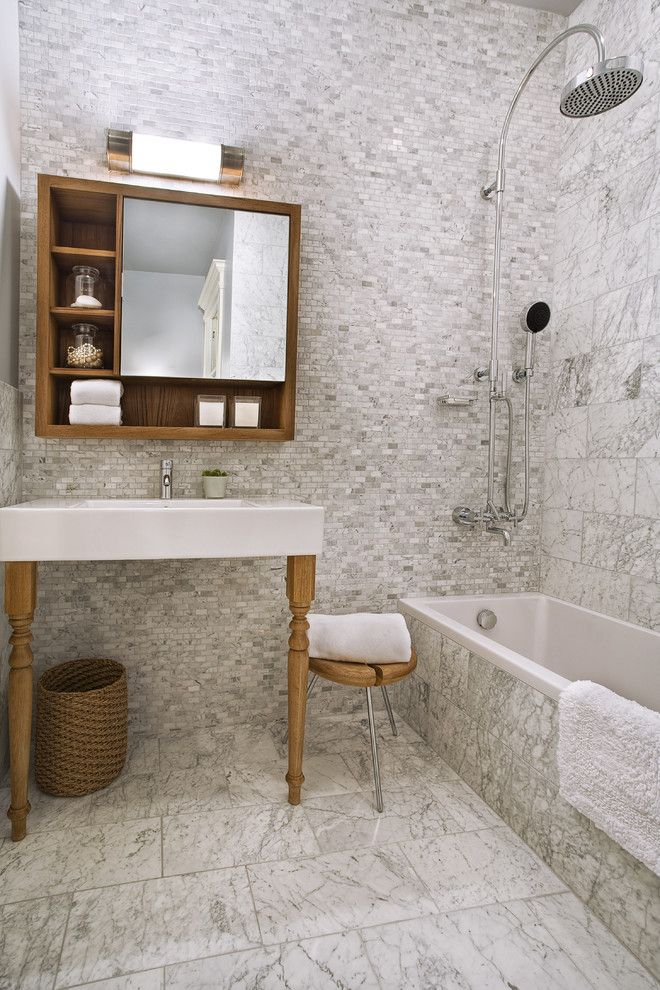 Marble Institute of America for a Contemporary Bathroom with a Sconce and Ashbury St by Patrick Perez Architect