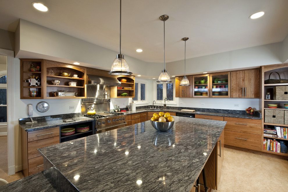 Marble vs Granite for a Contemporary Kitchen with a Industrial Light Fixtures and Fairfax Station Kitchen   Corner Window by Synergy Design & Construction