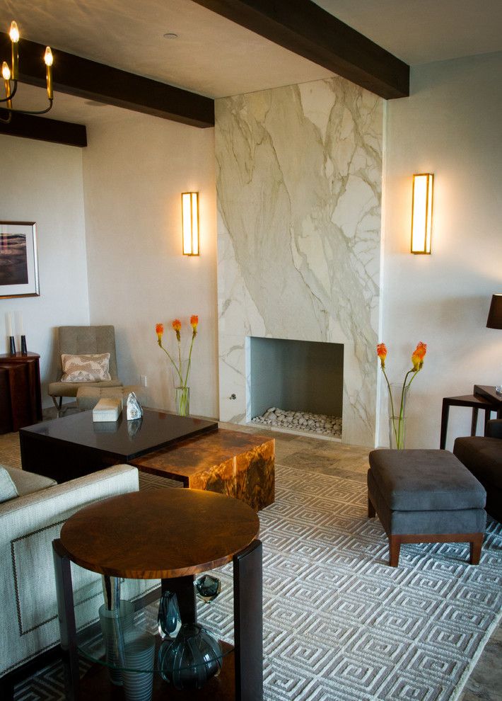 Marble vs Granite for a Contemporary Living Room with a Fireplace and Contemporary Fireplaces by Pacific Stoneworks Inc