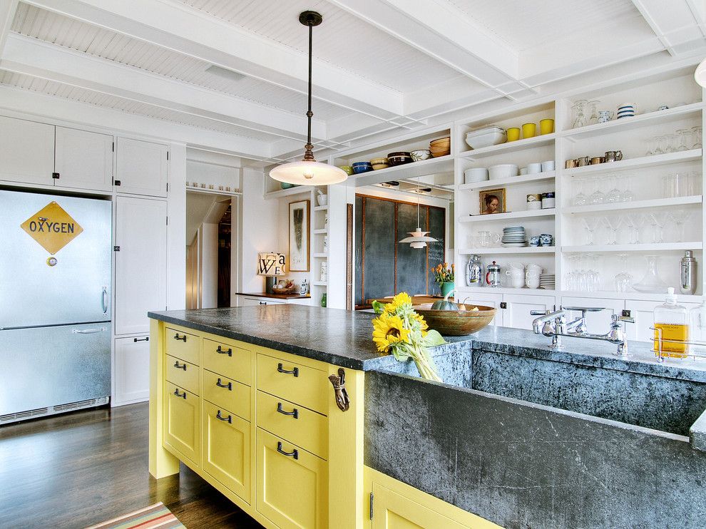 Marble vs Granite for a Shabby Chic Style Kitchen with a Black Countertop and Eclectic Kitchen by J.a.s. Design Build