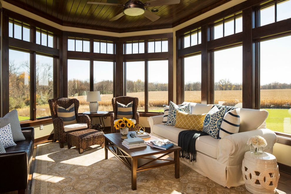 Masins Furniture for a Traditional Sunroom with a Transom Windows and Rochester Country House by Bria Hammel Interiors