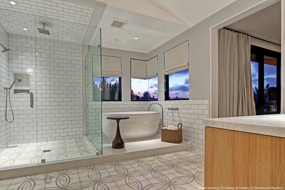 Master Bathroom Layouts for a Modern Bathroom with a White Countertop and Kolbe Windows & Doors by Kolbe Windows & Doors