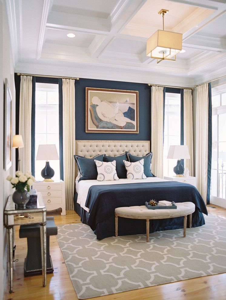 Master Bedroom Decorating Ideas for a Traditional Bedroom with a Navy and Columbia Dream Home 2014 by Steven Ford Interiors