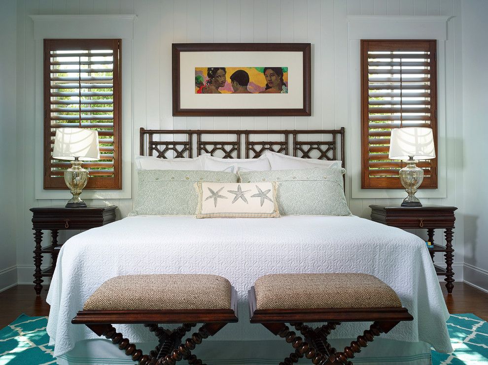 Master Bedroom Decorating Ideas for a Tropical Bedroom with a Nightstand and Capriano at Mediterra by London Bay Homes